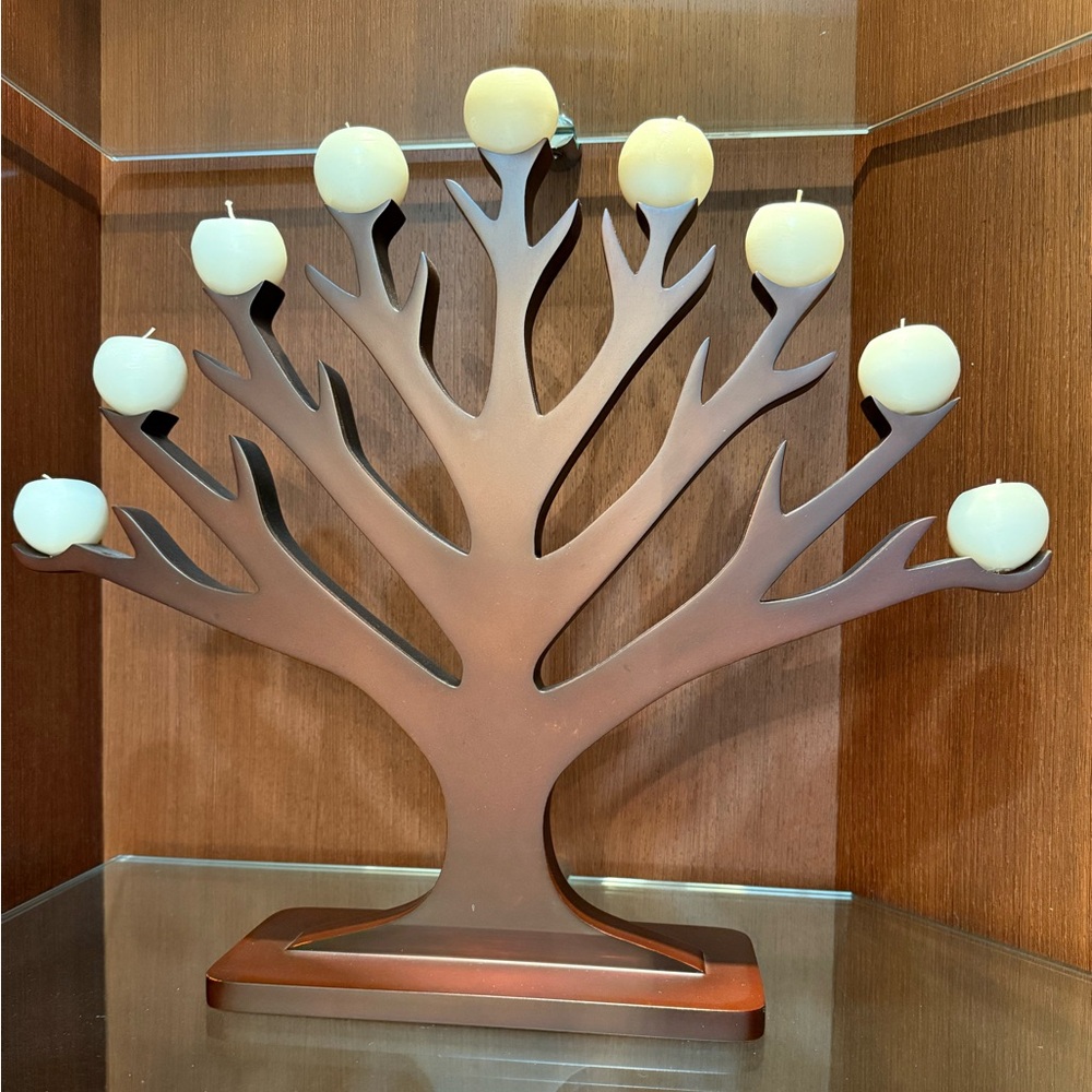 Tree Candle Holder with White Candles